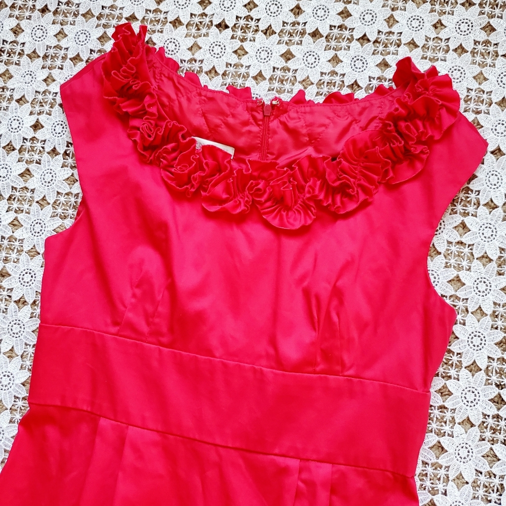 London Times deep pink flower neckline dress